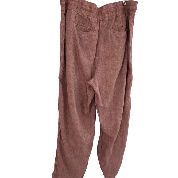Athleta Cabo Linen Wide Leg High Waisted Pants Plus Tawny Rose Orchard Pink 20 - Picture 4 of 9
